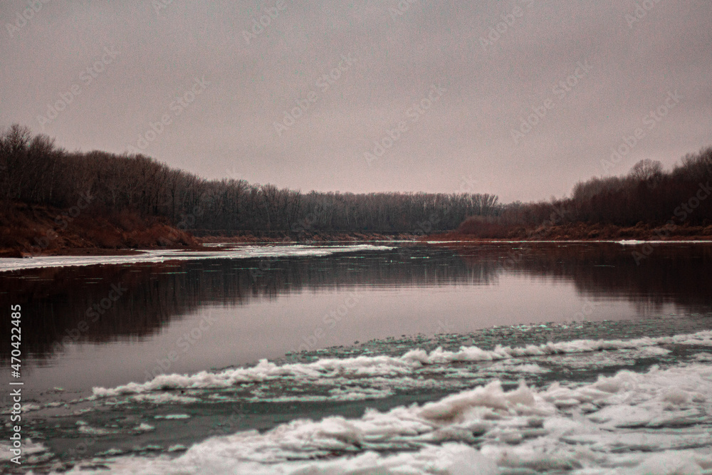 nature of steppes and rivers late autumn