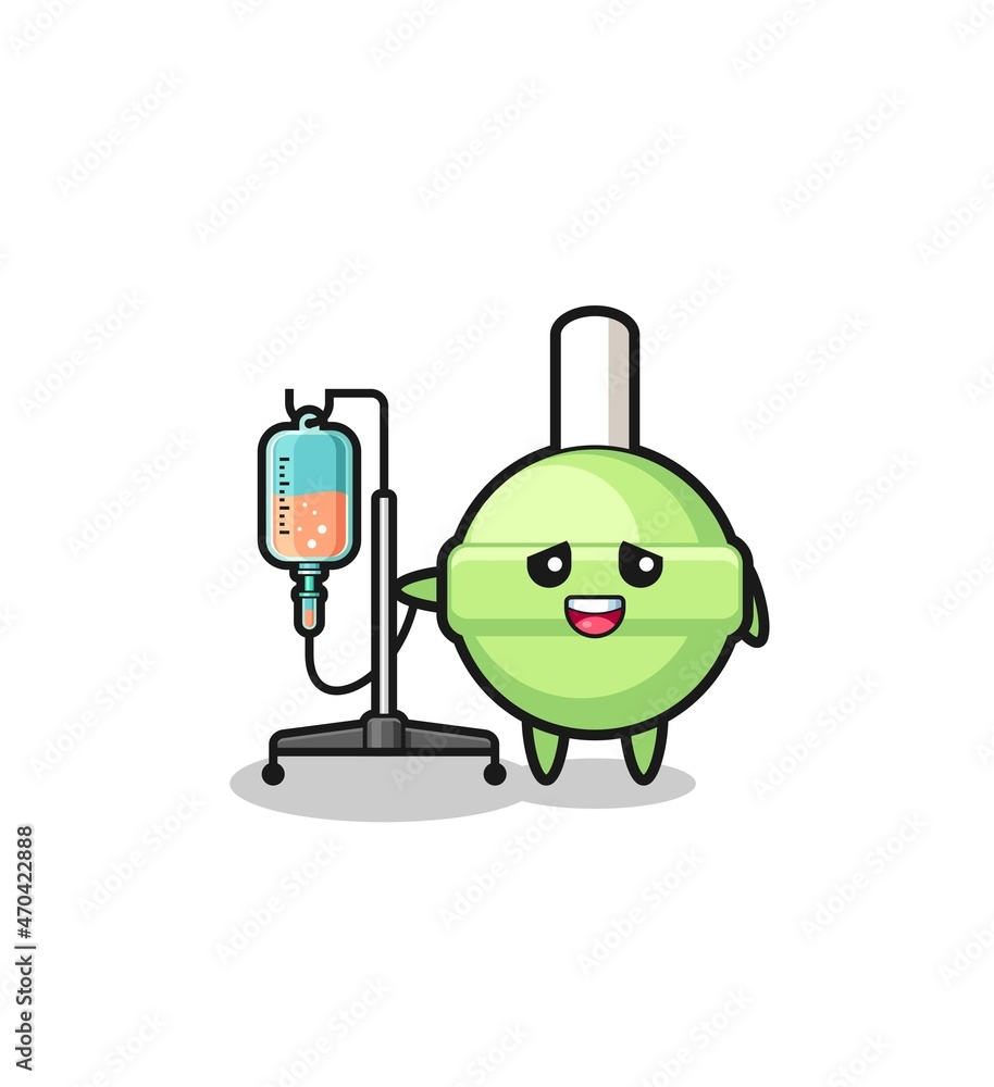 cute lollipop character standing with infusion pole cute lollipop character standing with infusion pole