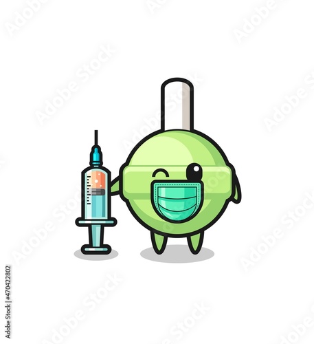 lollipop mascot as vaccinator