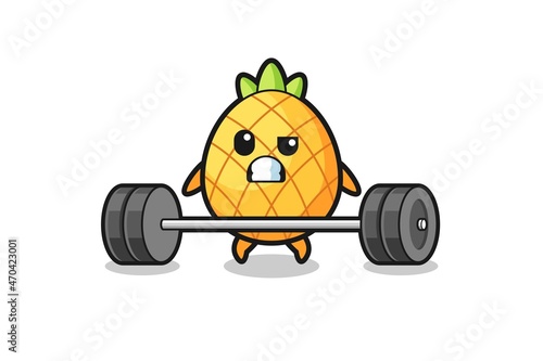 cartoon of pineapple lifting a barbell