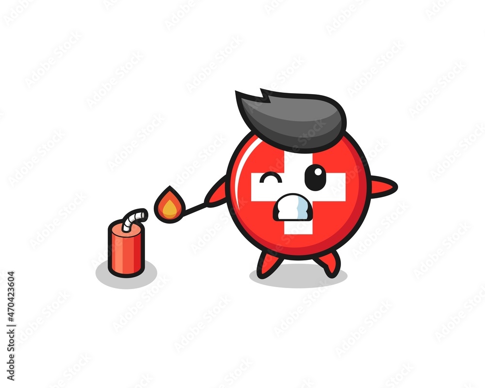switzerland mascot illustration playing firecracker switzerland mascot illustration playing firecracker