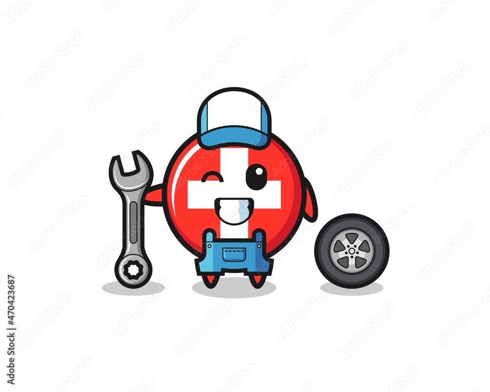 the switzerland character as a mechanic mascot the switzerland character as a mechanic mascot