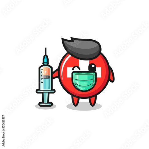 switzerland mascot as vaccinator