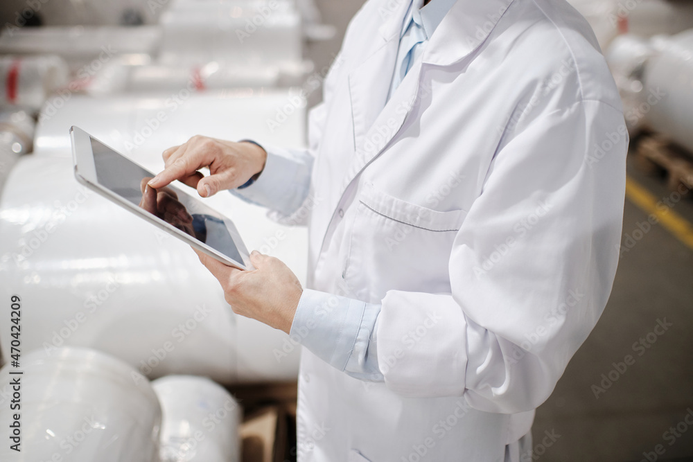 Using tablet at polymer factory storage Using tablet at polymer factory storage