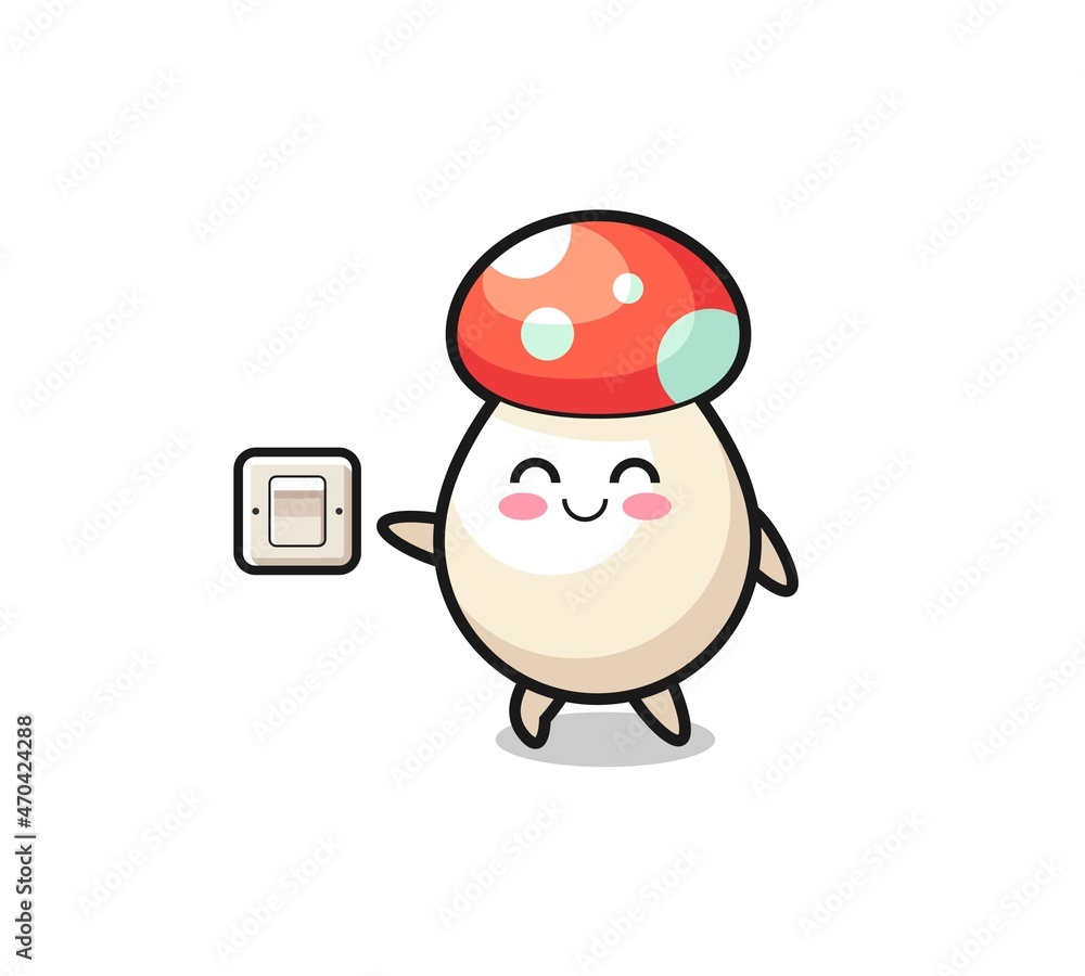 cartoon mushroom is turning off light cartoon mushroom is turning off light