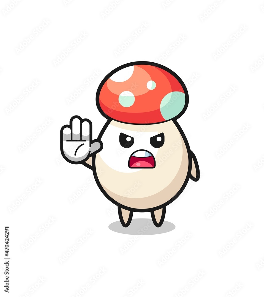 mushroom character doing stop gesture mushroom character doing stop gesture