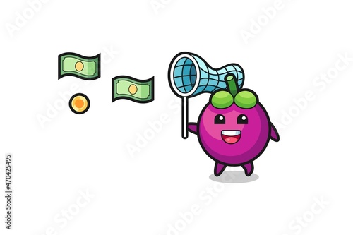 illustration of the mangosteen catching flying money
