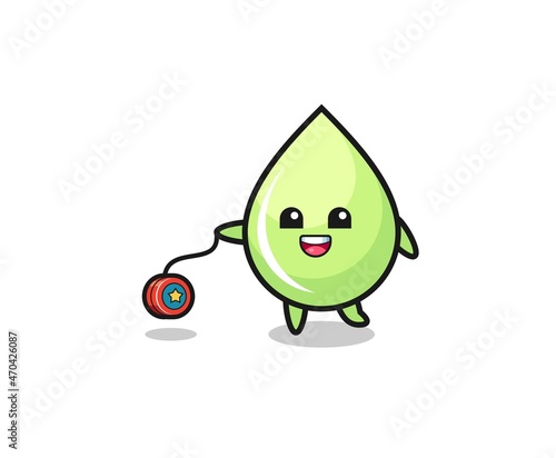 cartoon of cute melon juice drop playing a yoyo