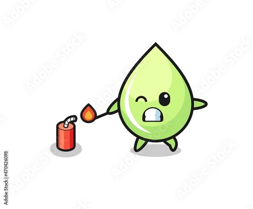 melon juice drop mascot illustration playing firecracker