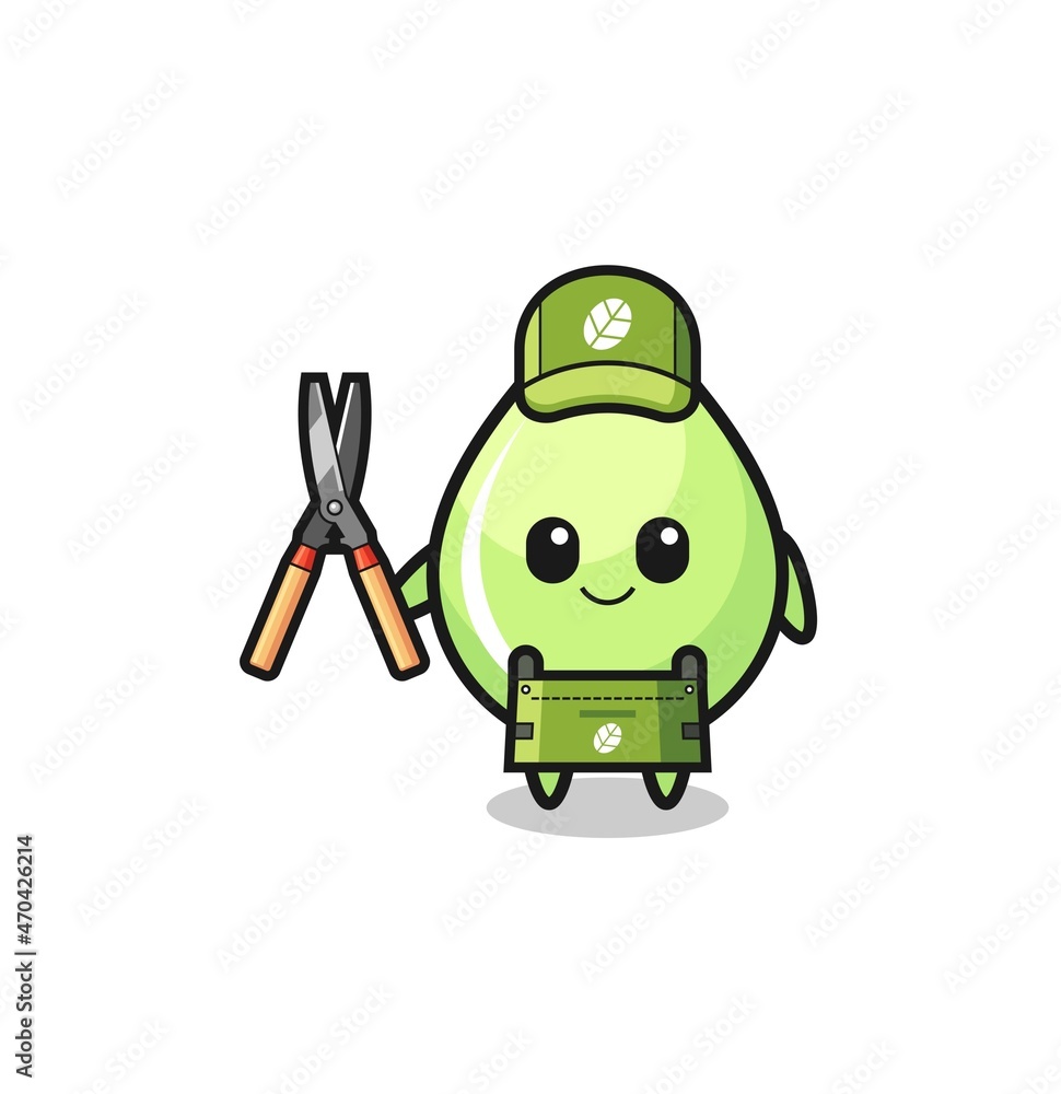 cute melon juice drop as gardener mascot cute melon juice drop as gardener mascot