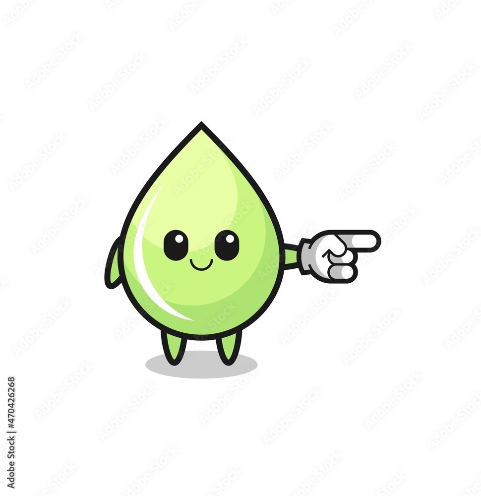 melon juice drop mascot with pointing right gesture melon juice drop mascot with pointing right gesture