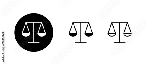 Scales icons set. Law scale icon. Justice sign and symbol