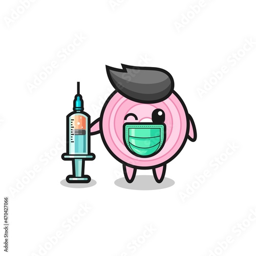 onion rings mascot as vaccinator