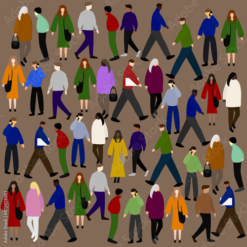 concept of international emigration and residence in another country. People who differ in skin color are in one place. Flat Vector illustration 