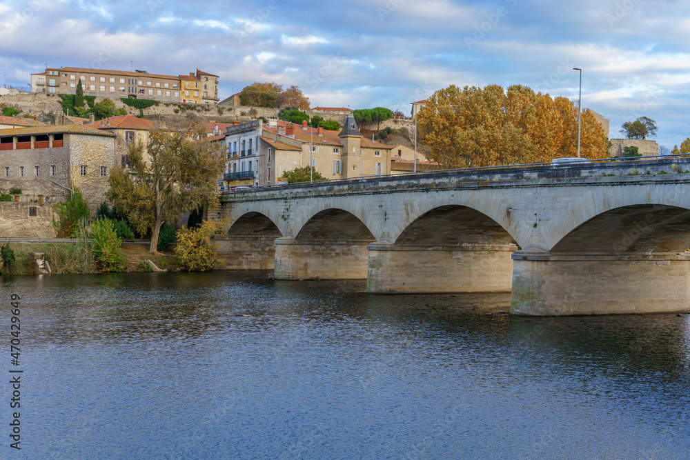 Old French town skyline and Saint-Nazaire Cathedral in Beziers, France