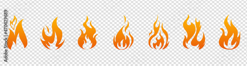 Fire icon collection. Fire flame symbol. Bonfire silhouette logotype. Fire icons for design. concept flame, fire, icon, vector illustration in flat style. Stock vector.