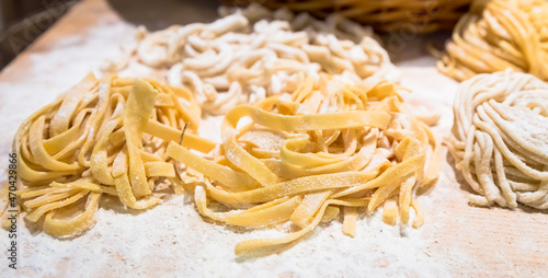 Traditional Italian cuisine. Preparation of Bucatini pasta in Rome, Italy.