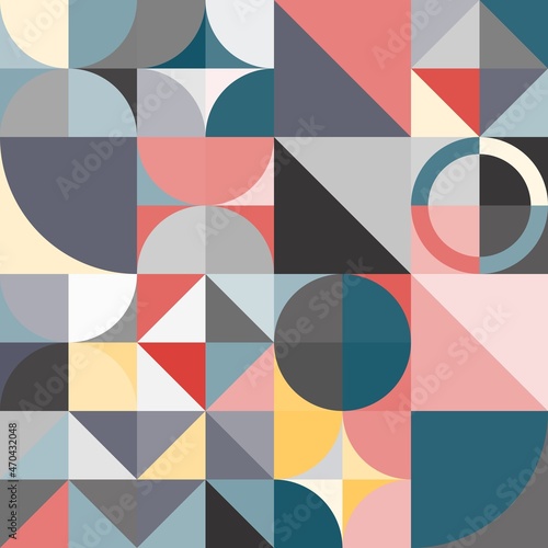 Minimal simple bauhaus mosaic geometric colorful artistic background wallpaper design pattern