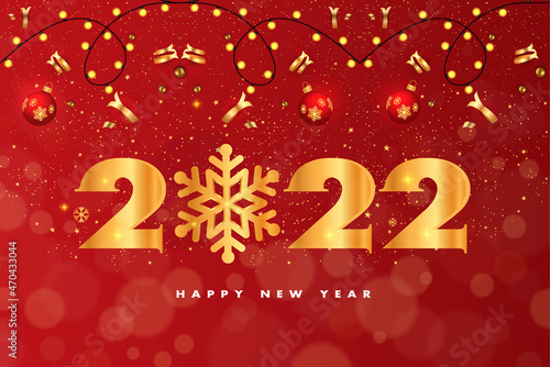 elegant happy new year 2022 card background design vector illustration
