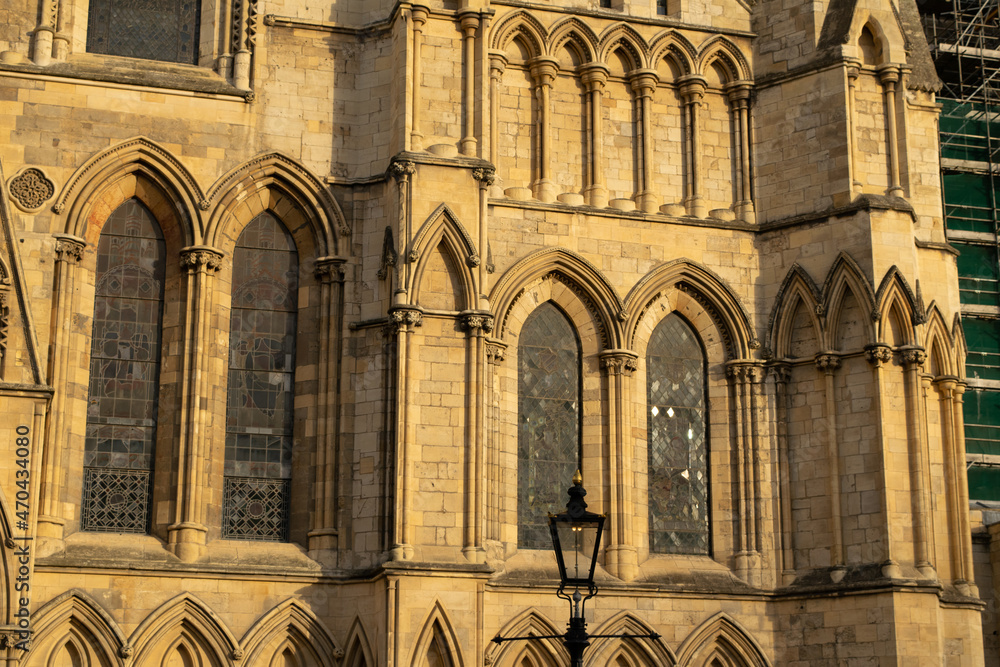 Detail of gothic architecture of York Minster Cathedral