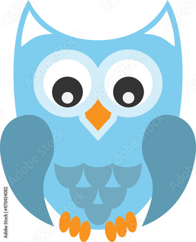 friendly colorful comic owl isolated on white background, vector illustration