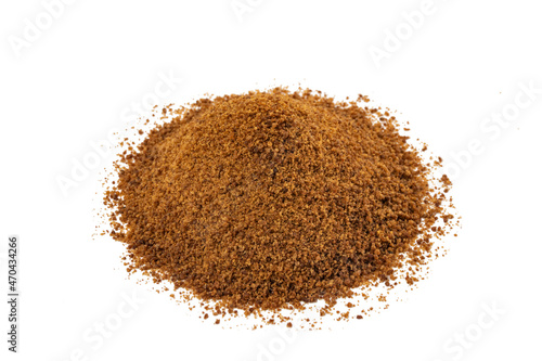coconut sugar heap isolated on white background.Spice and food ingredients.