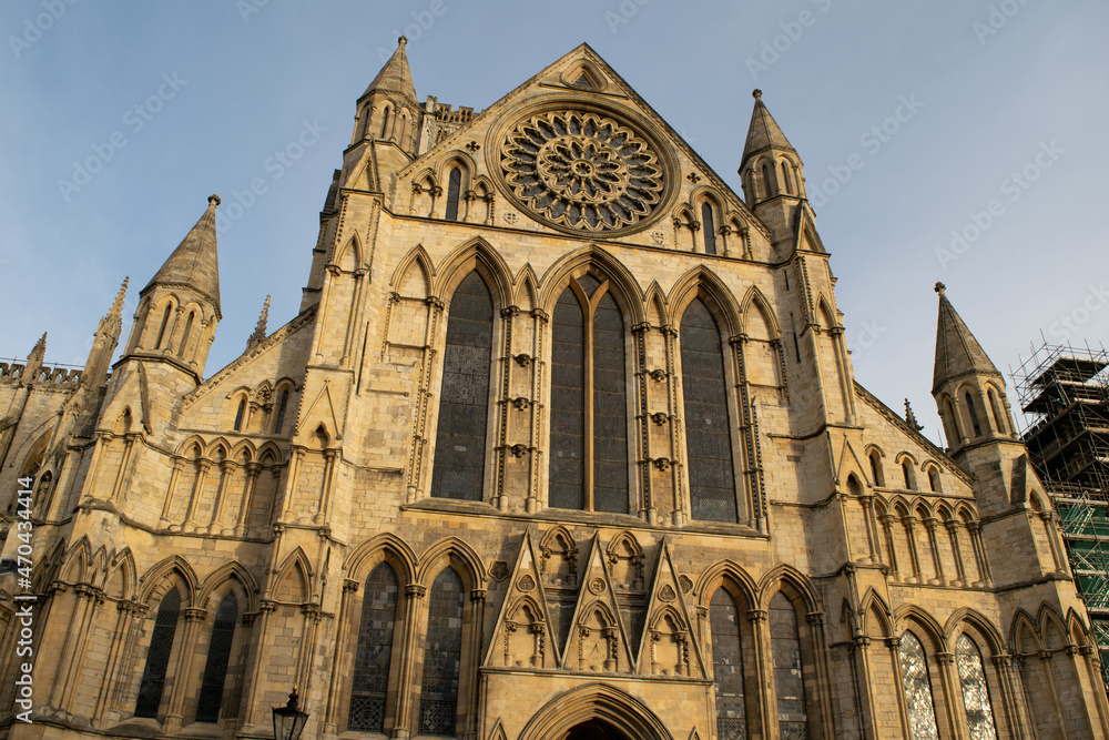 Stained glass and gothic architecture of York Minster Cathedral