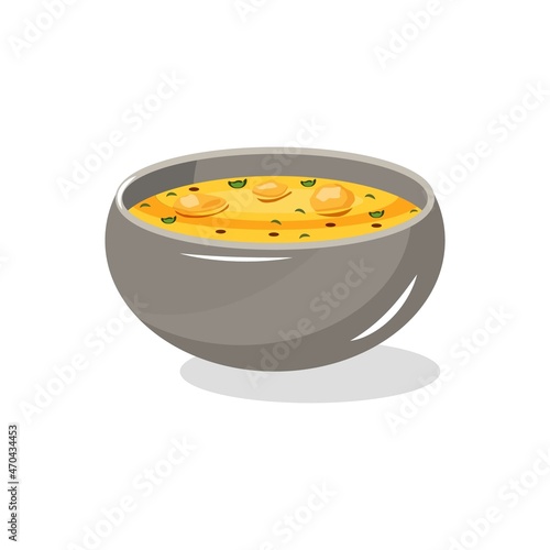 Vector illustration bowl of potato soup isolated on white background