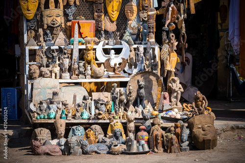 different kind of antiques are selling on a street stall in cairo, egypt