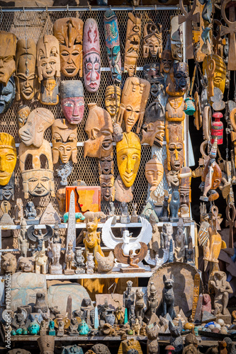 different kind of antiques are selling on a street stall in cairo, egypt