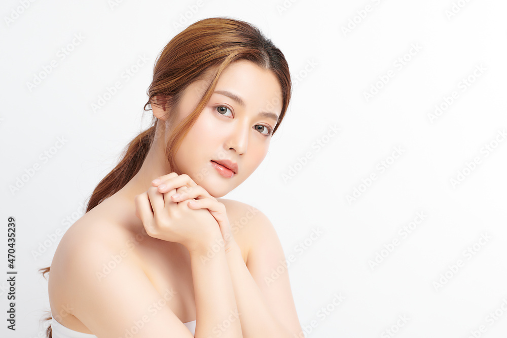 Beautiful young asian woman with clean fresh skin on white background, Face care, Facial treatment, Cosmetology, beauty and spa, Asian women portrait. Beautiful young asian woman with clean fresh skin on white background, Face care, Facial treatment, Cosmetology, beauty and spa, Asian women portrait.