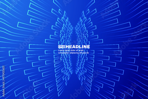 The blue stripes extend toward each other with a technical texture background