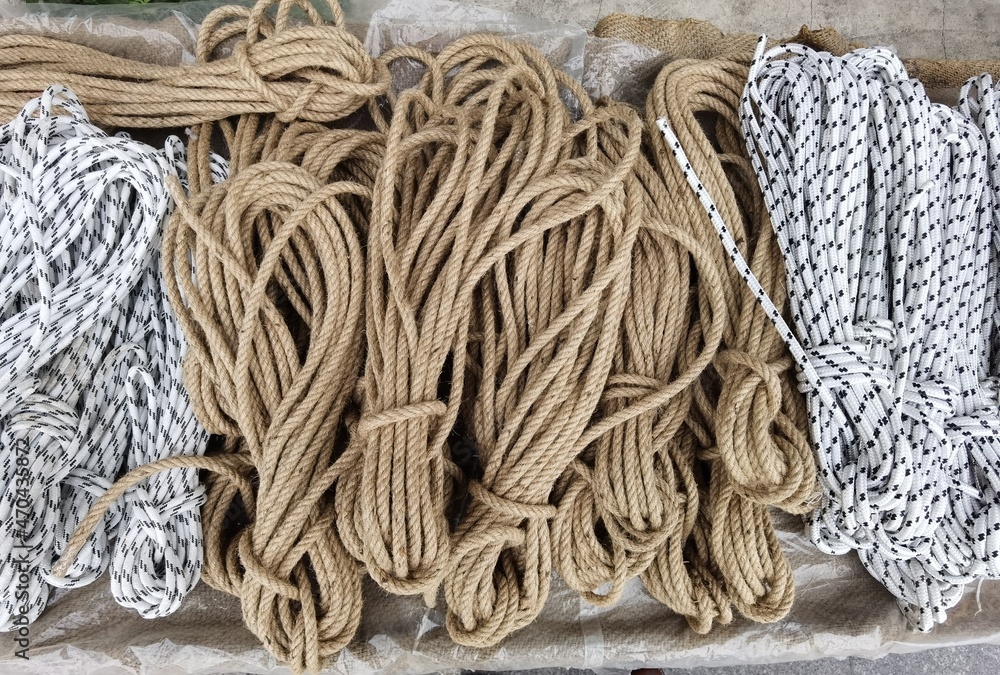 different ropes with different thicknesses and colors