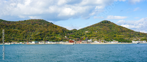 船から見た女木島　鬼ヶ島おにの館あたり（香川県高松市） photo