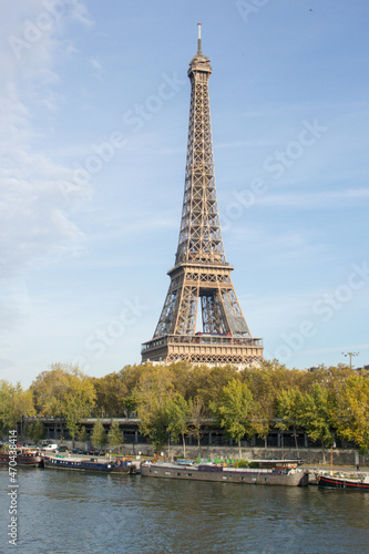 Eiffel Tower over the Seine in Paris, France