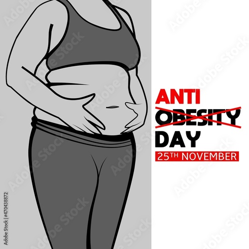 Anti obesity day theme illustration. Vector illustration. Suitable for Poster, Banners, campaign and greeting card. 