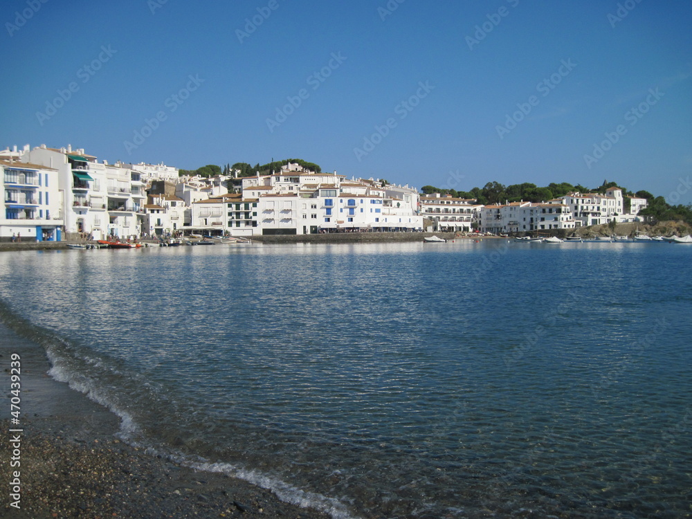 Scenic panoramic view of the old town. Cadaqués is an old town in the Alt Empordà comarca, in the province of Girona, Catalonia, Spain. 