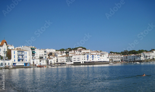 Scenic panoramic view of the old town. Cadaqués is an old town in the Alt Empordà comarca, in the province of Girona, Catalonia, Spain. 