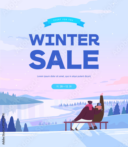 Winter shopping event illustration. Banner. Pop-up
