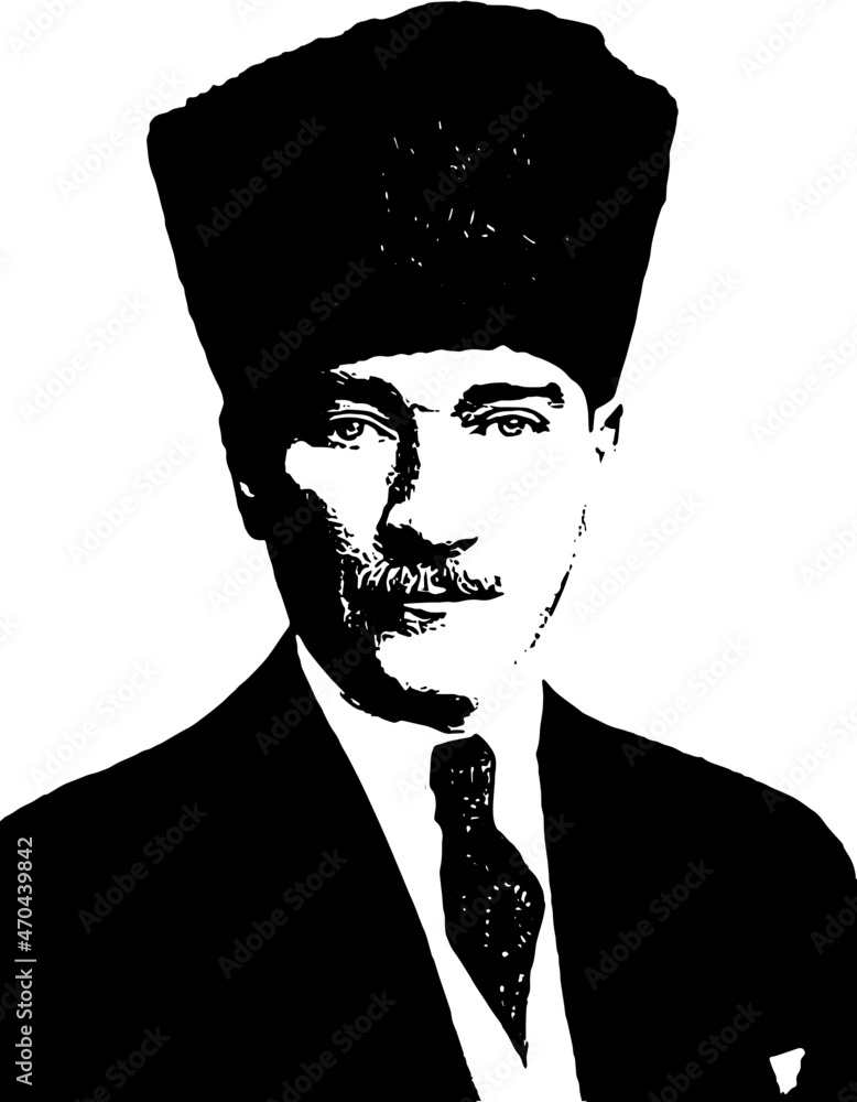 Mustafa Kemal Ataturk vector illustration. He is the founder of modern ...