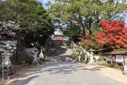 The access to Hofu-tenmangu Shrine in Hofu City in Yamaguchi Prefecture in Japan                                                                