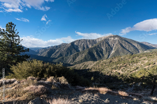 View of Mt Baden-Powell from Inspiration Point Vista on Angeles Crest Highway in the San Gabriel Mountains area of Los Angeles County, California. 