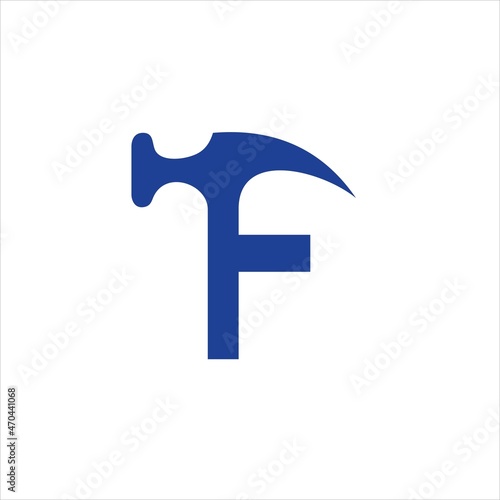 initials f logo vector template hammer