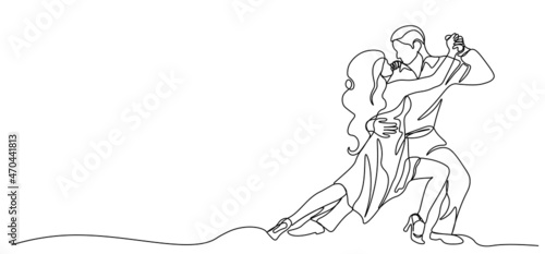 Vector illustration. International Tango Day. dance. Holiday. Drawing with one line.