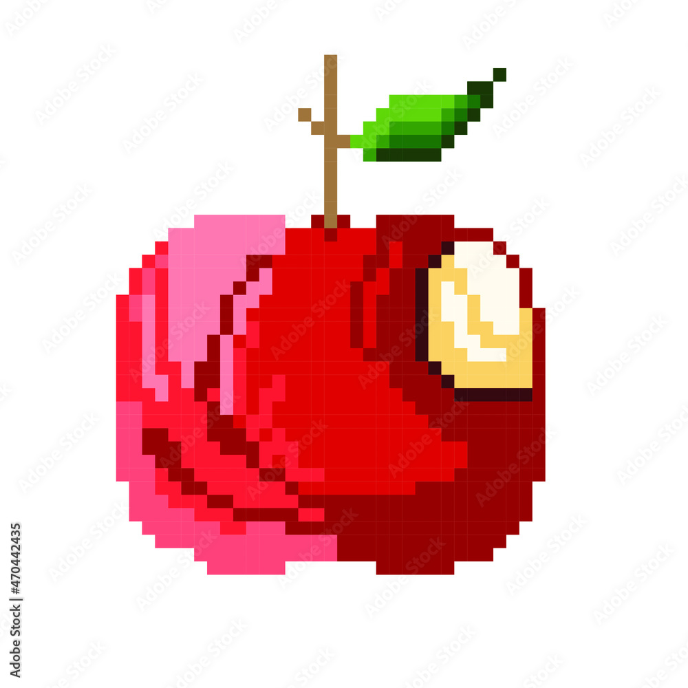 Illustration pixel art apple. Vector picture. Illustration pixel art apple. Vector picture.