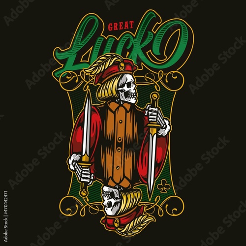Jack for playing cards colorful emblem