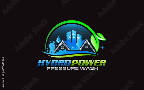 Illustration vector graphic of hydro pressure power wash logo design template
