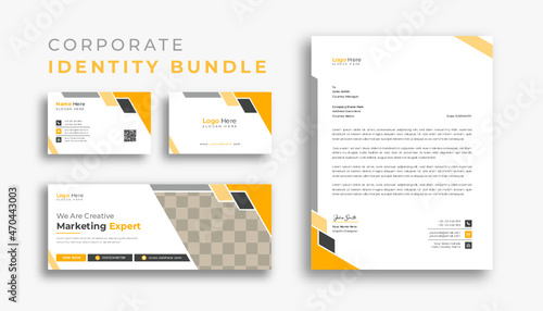 Corporate branding identity design. Professional business Facebook cover page timeline web ad banner template with letterhead, business card design bundle 