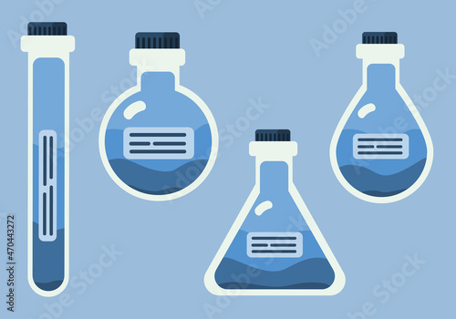 set of medical flasks for experiment