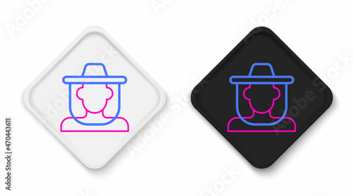 Line Beekeeper with protect hat icon isolated on white background. Special protective uniform. Colorful outline concept. Vector